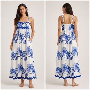 White Closet, Floral Print Maxi Dress With Ric Rac Hem And Accents
